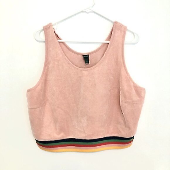 NEW NWT WILD FABLE Plus Size Velour Cropped Tank Crop Top Pink Rainbow Gay Pride - Picture 2 of 11